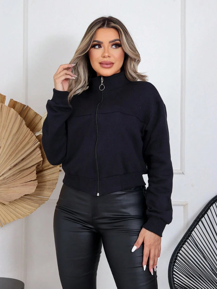 Jaqueta Feminina Casual Gola Alta Inverno