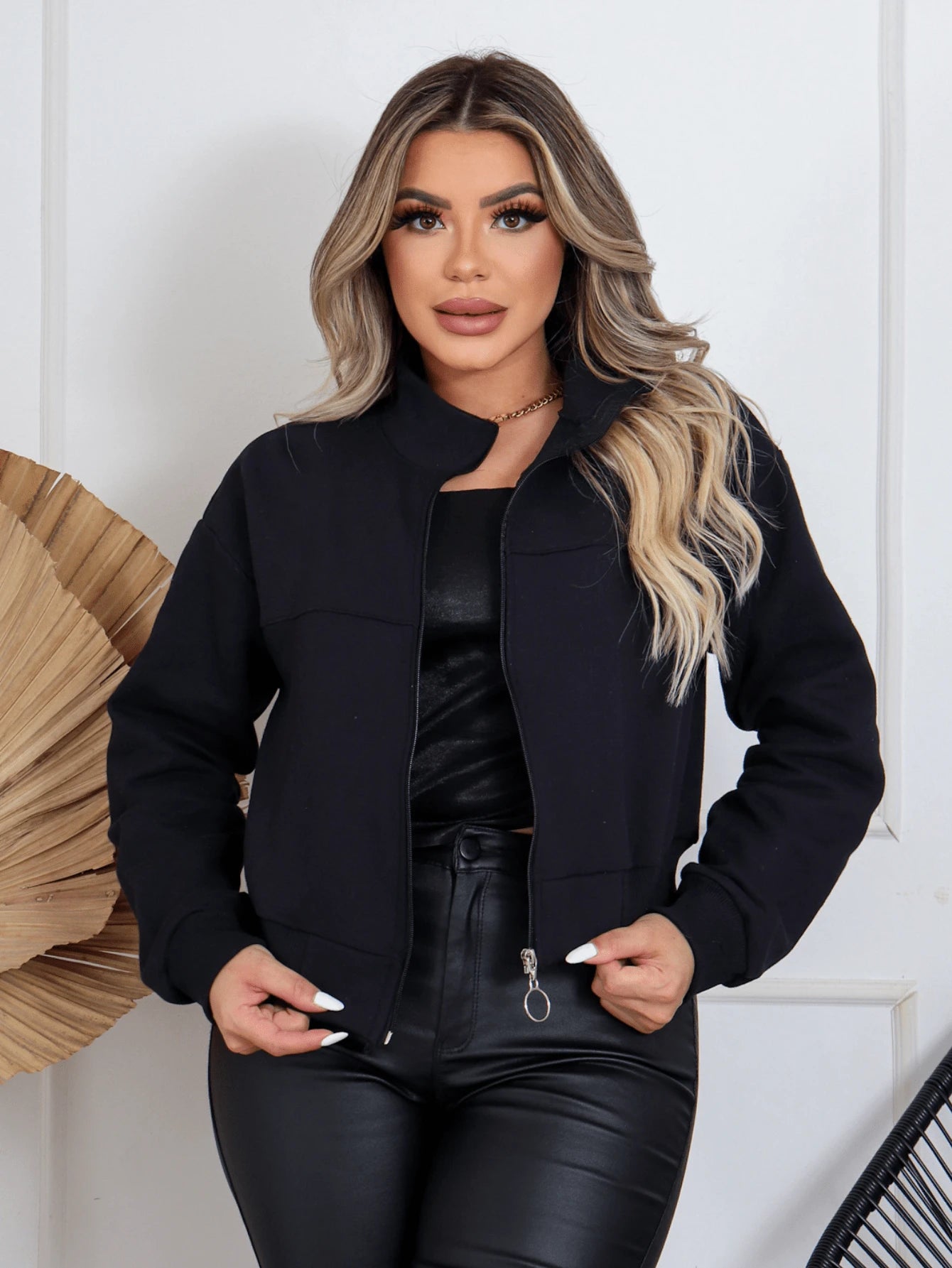 Jaqueta Feminina Casual Gola Alta Inverno