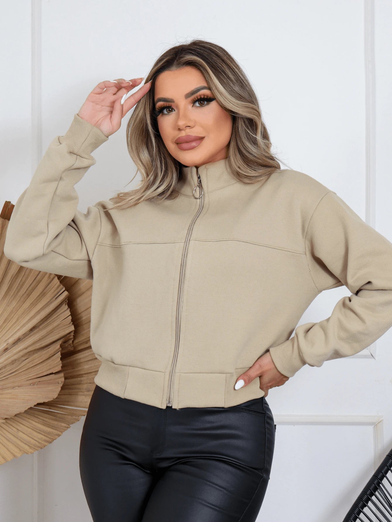 Jaqueta Feminina Casual Gola Alta Inverno