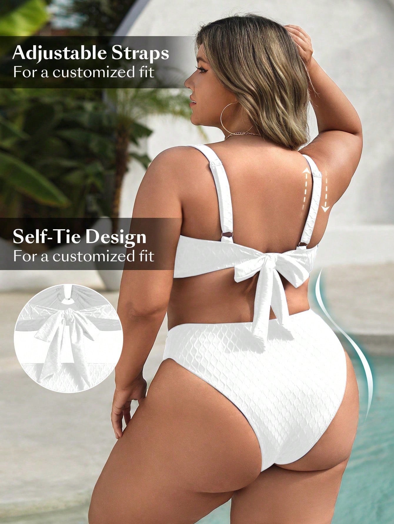 Biquíni Feminino Plus Size Cintura Alta Com Decote Elegante