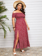 Vestido Feminino Plus Size Longo Estampado Com Abertura Lateral