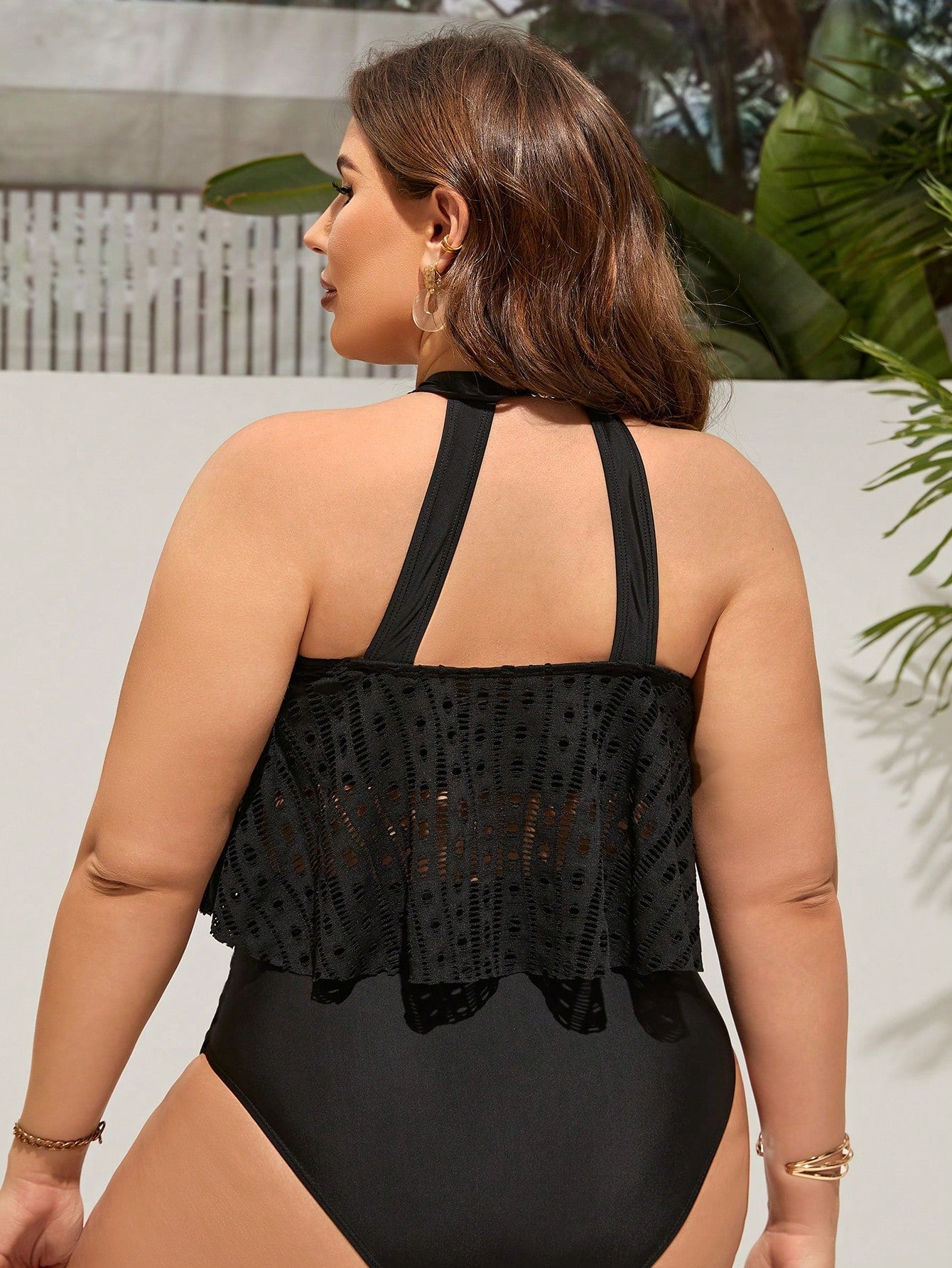 Tankini Feminino Plus Size Cintura Alta com Detalhe Bordado