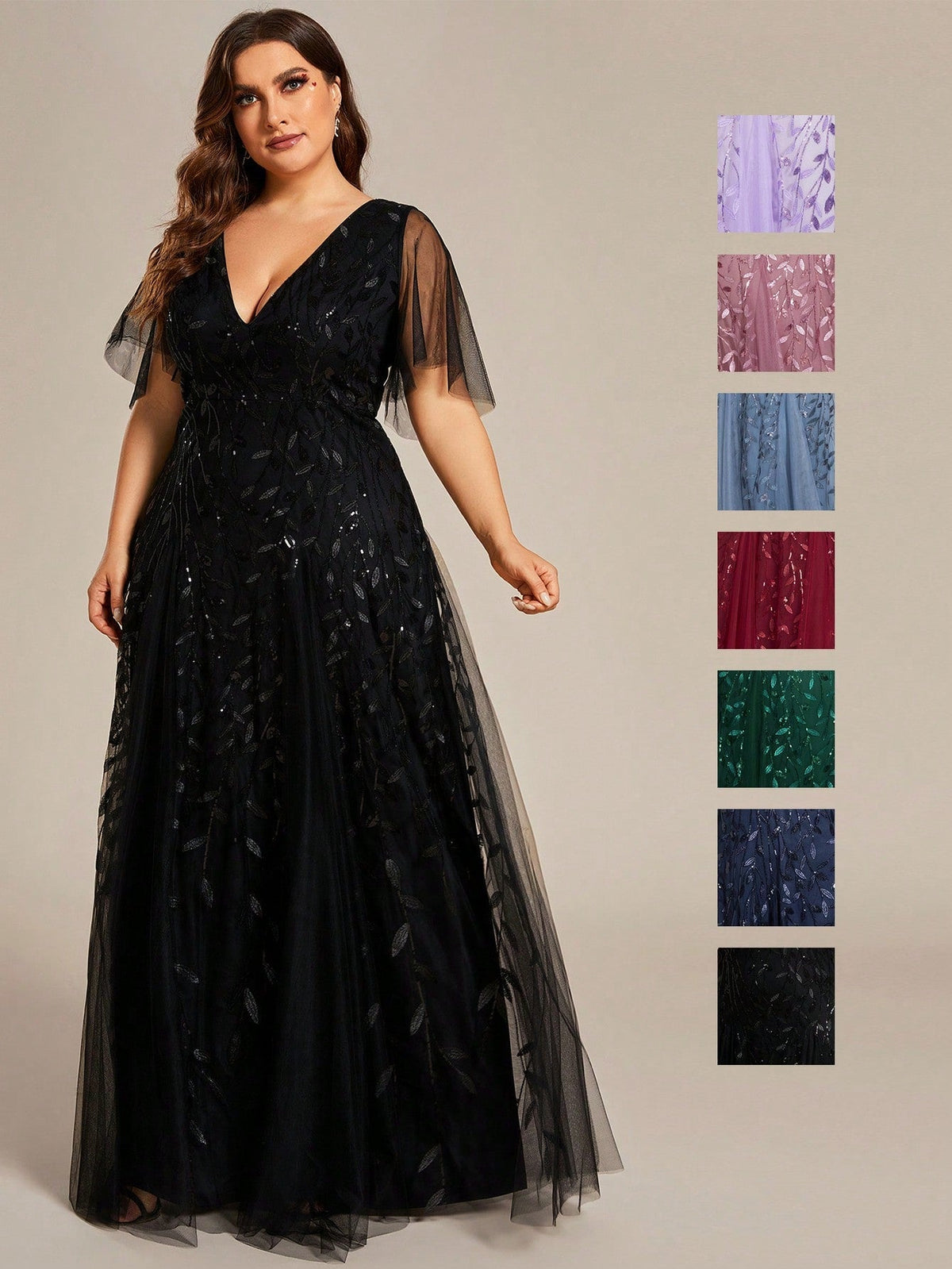Vestido Feminino Plus Size em Malha Transpassada Elegante