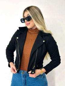 Jaqueta Feminina Suede Inverno com Ziper