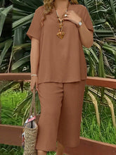 Conjunto Feminino Plus Size com Manga Curta Canelada