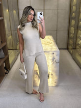Conjunto Feminino Tricô Casual com Colarinho Baixo