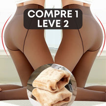 Meia Calça Translúcida Forrada Feminina Cintura Elástica