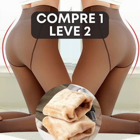 Meia Calça Translúcida Forrada Feminina Cintura Elástica