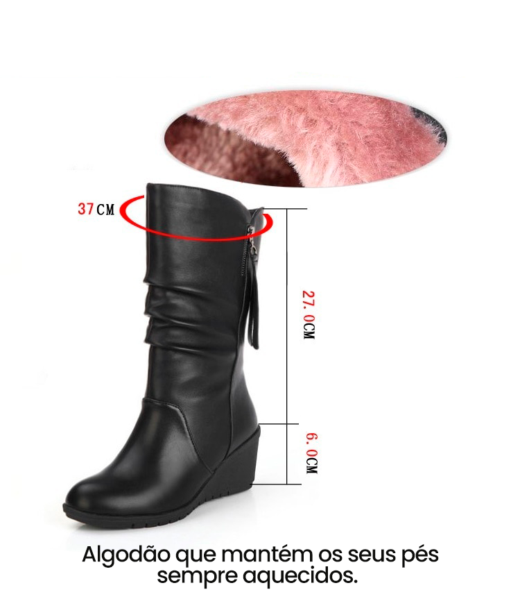 Bota Feminina de Couro Cano Médio