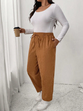 Calça Feminina Plus Size Com Elastico Na Cintura