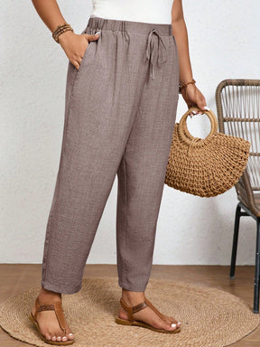 Calça Feminina Plus Size Com Elastico Na Cintura