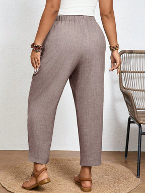 Calça Feminina Plus Size Com Elastico Na Cintura