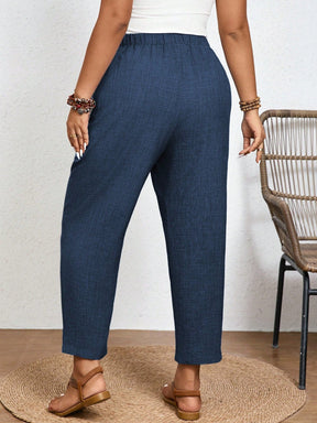 Calça Feminina Plus Size Com Elastico Na Cintura