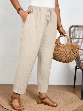 Calça Feminina Plus Size Com Elastico Na Cintura