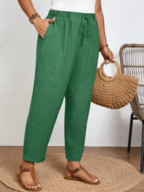 Calça Feminina Plus Size Com Elastico Na Cintura