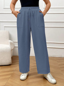 Calça Feminina Plus Size De Linho Com Amarra