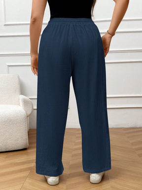Calça Feminina Plus Size De Linho Com Amarra