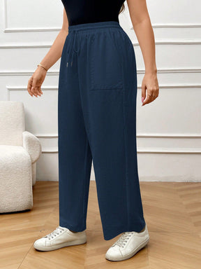 Calça Feminina Plus Size De Linho Com Amarra