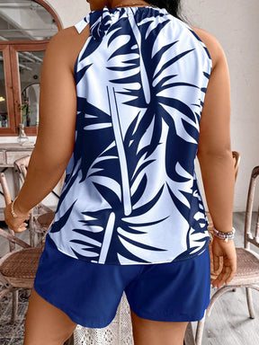 Conjunto Feminino Plus Size Sem Mangas Estampado