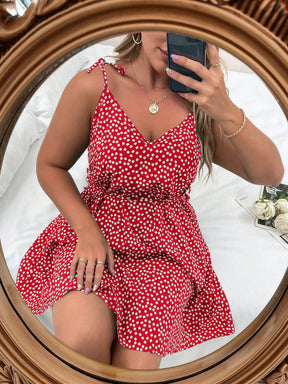 Vestido Feminino Plus Size Estampado de Alças Finas
