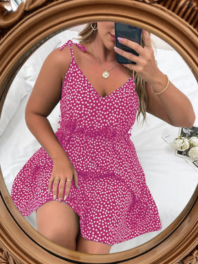 Vestido Feminino Plus Size Estampado de Alças Finas