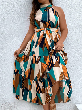 Vestido Feminino Plus Size Sem Mangas com Cinto