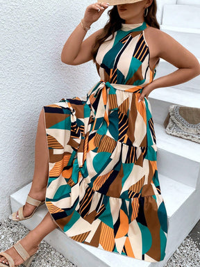 Vestido Feminino Plus Size Sem Mangas com Cinto
