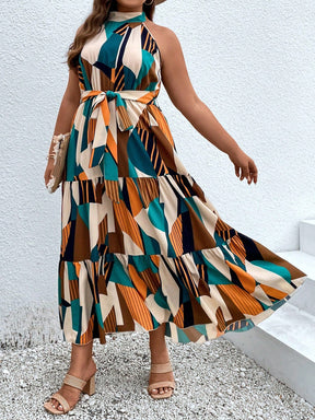 Vestido Feminino Plus Size Sem Mangas com Cinto