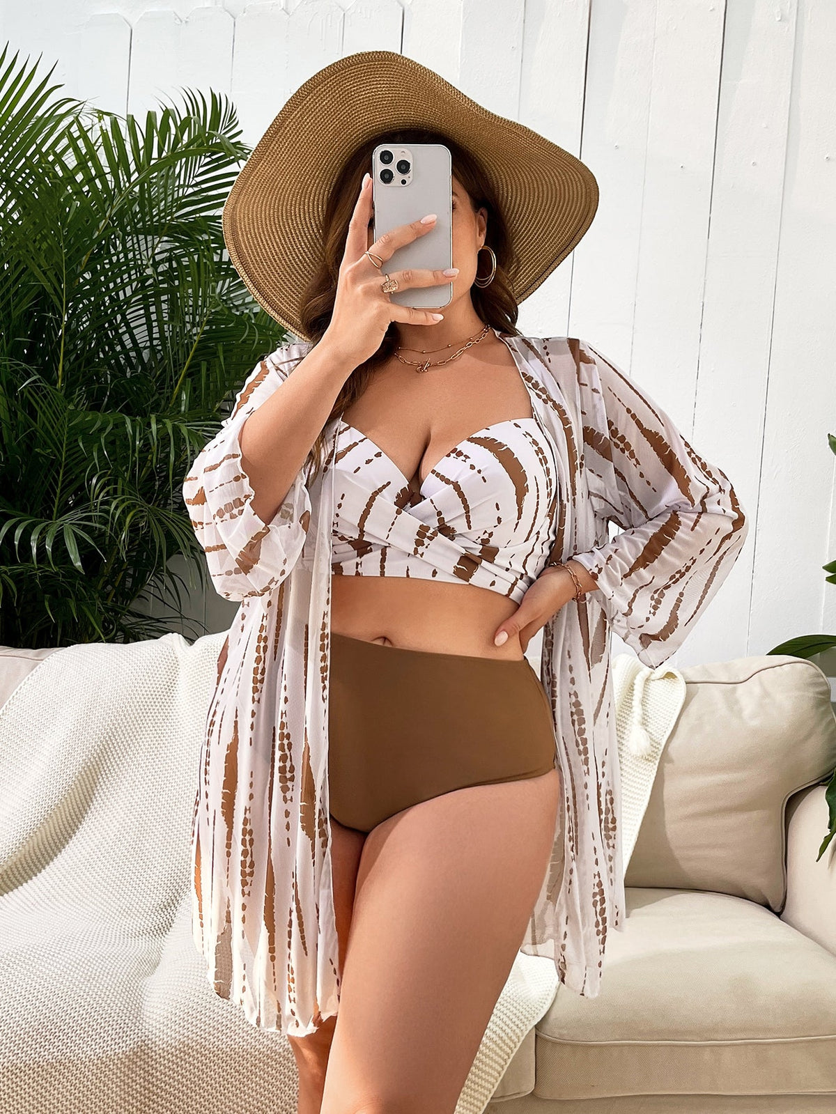 Biquíni Feminino Plus Size Junto com Quimono Praia