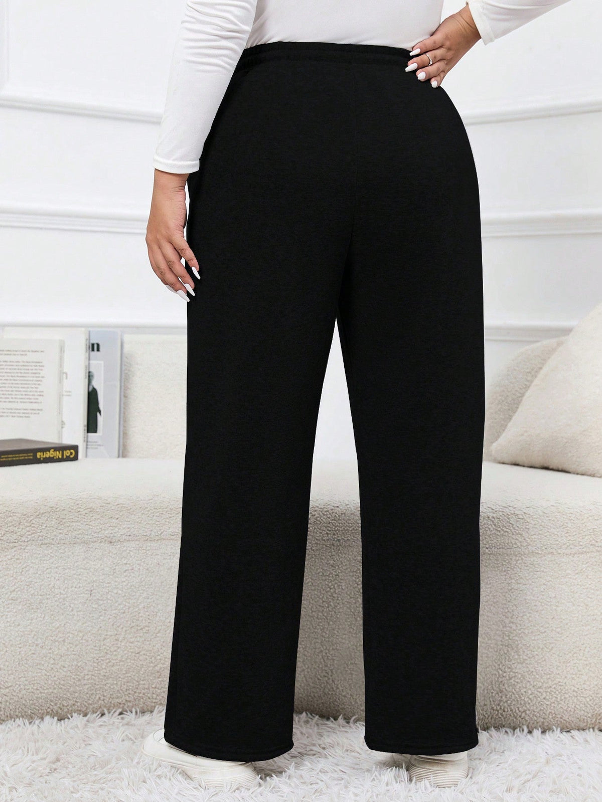 Calça Feminina Plus Size Casual Com Cordao