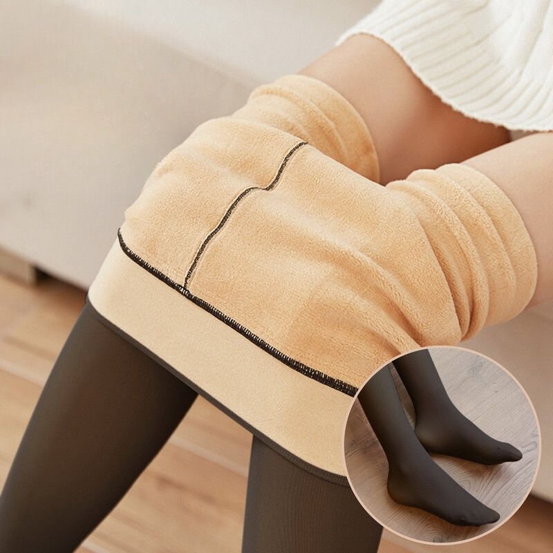 Meia Calça Translúcida Forrada Feminina Cintura Elástica